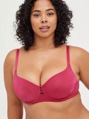 NWT Torrid T-Shirt Unlined Glossy Mesh Ballet Back Demi Bra Vivacious Size 38D